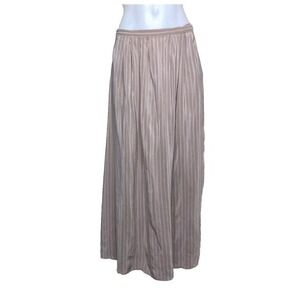 Vintage 90s 100% Silk Midi skirt Mauve Beige Stripe, Coastal Cowgirl A7
